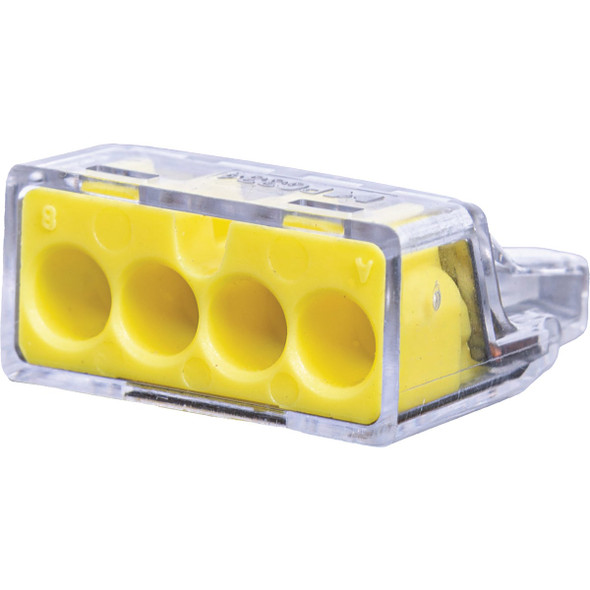 Gardner Bender Yellow 4-Port PushGard Push-in Wire Connector (100-Pack) 10-PC4 568987