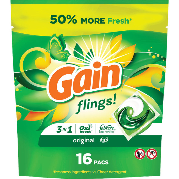 Gain Flings Original Scent Pod Laundry Detergent Plus Oxi Boost (16-Count) 86750