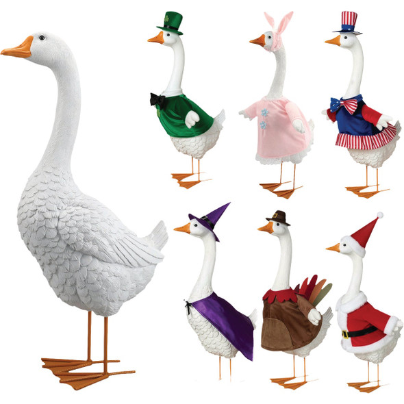 Gerson 24.21 In. Resin Porch Goose with 6 Changeable Outfits 2868548