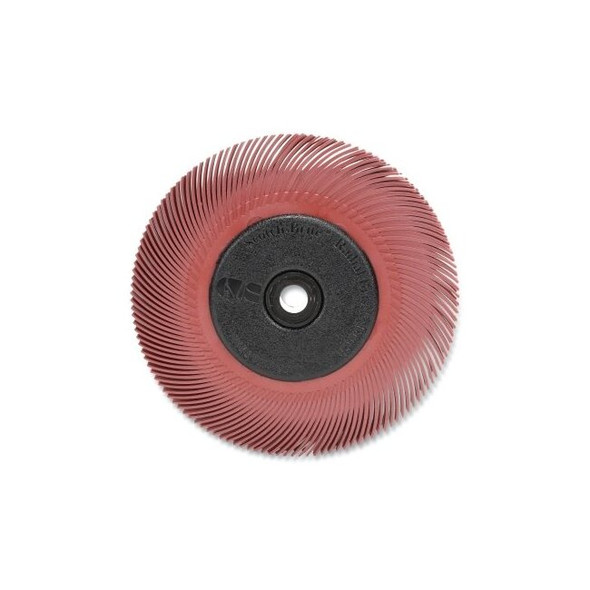 Radial Bristle Brushes, 6 in dia, 1 in Arbor, 220 Grit, Red