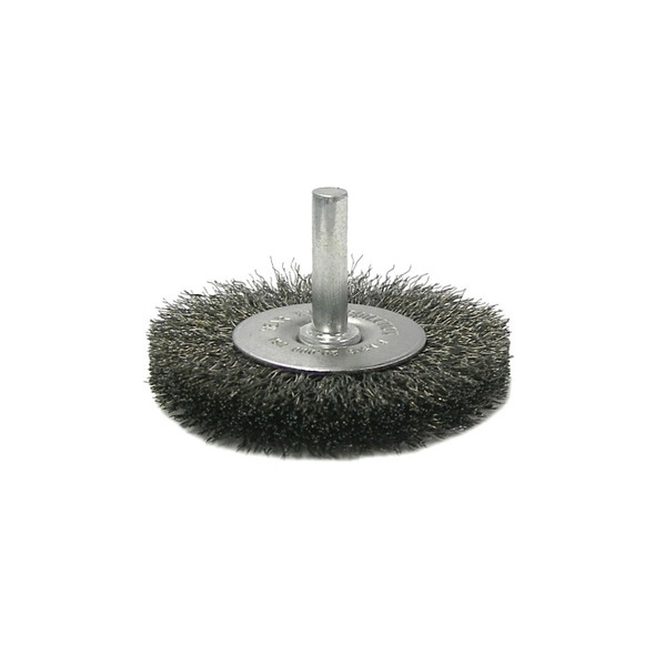 Crimped Wire Radial Wheel Brush, 2 1/2 in D, .014 in Steel Wire, 20,000 rpm