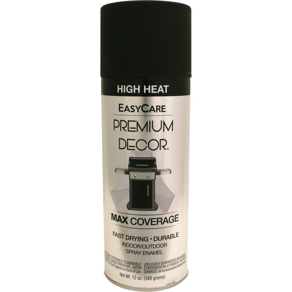EasyCare Premium Decor 12 Oz. High Heat Spray Paint, Flat Black PD1552-AER