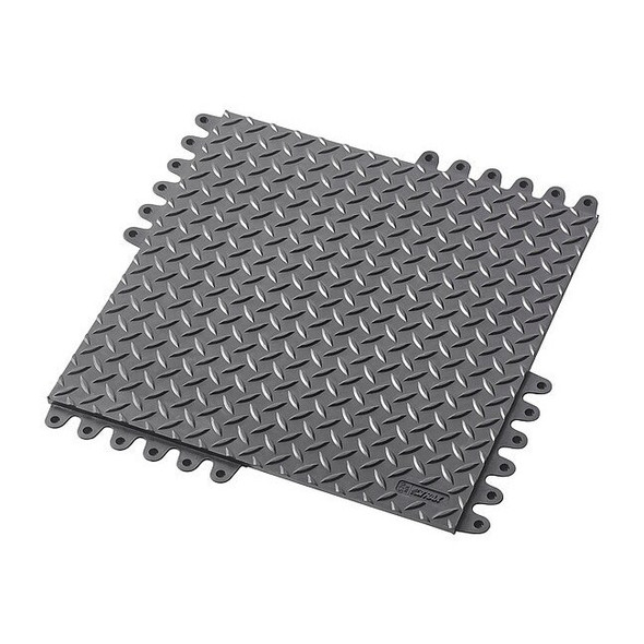 Notrax Interlocking Antifatigue Mat Tile, 18 in W x Rubber, Black 570S1818BL