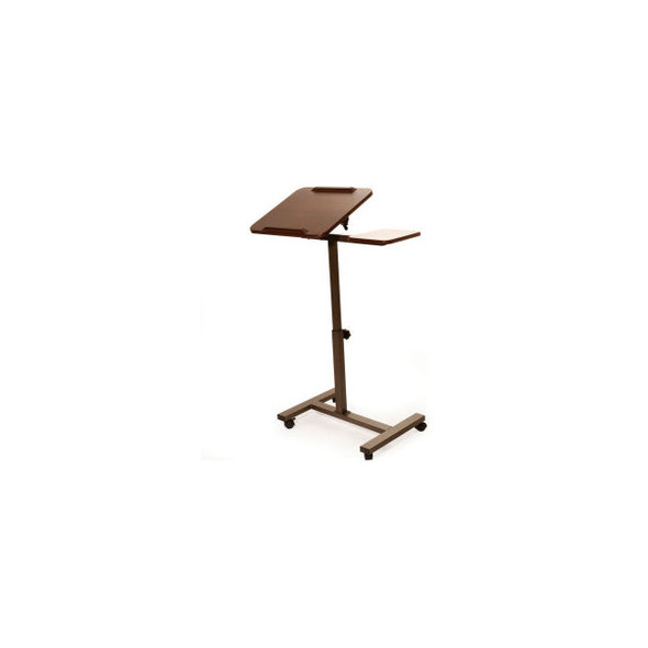 Seville Classics Tilting Sit-Stand Laptop Desk Cart with Mouse Pad Table Walnut