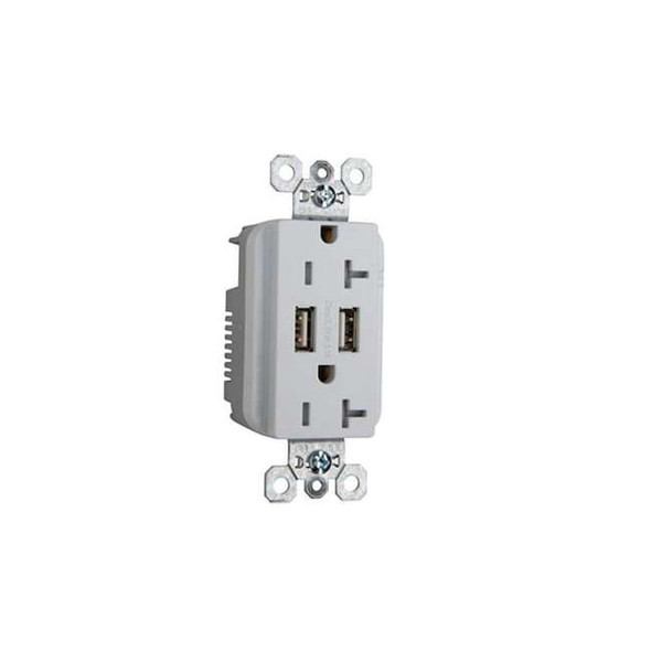 Legrand USBReceptacle,20A,White,Thermoplastic TR5362USBW