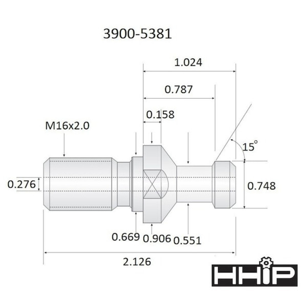 Hhip 2.13 X .75" 15 Degree Iso 40A Coolant Thru Retention Knob 3900-5381