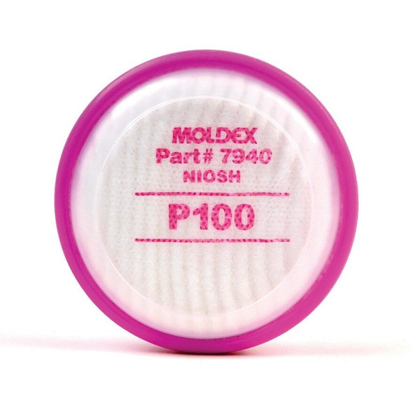 7940 Moldex Filter Disk, Reusable, P100, White/Pink, 7000, 48 Months, PVC Free, 1 Pair/Bag