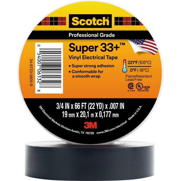 54007-10075 3M Electrical Tape,Scotch Super 33+ vinyl electrical tape,3/4"x44ft (19mm x 13.4 m)