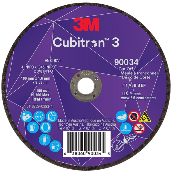 7100304004 Cubitron™ 3 Cut-Off Wheel, 4 Inch Dia, 0.045 Inch, 36+ Grit