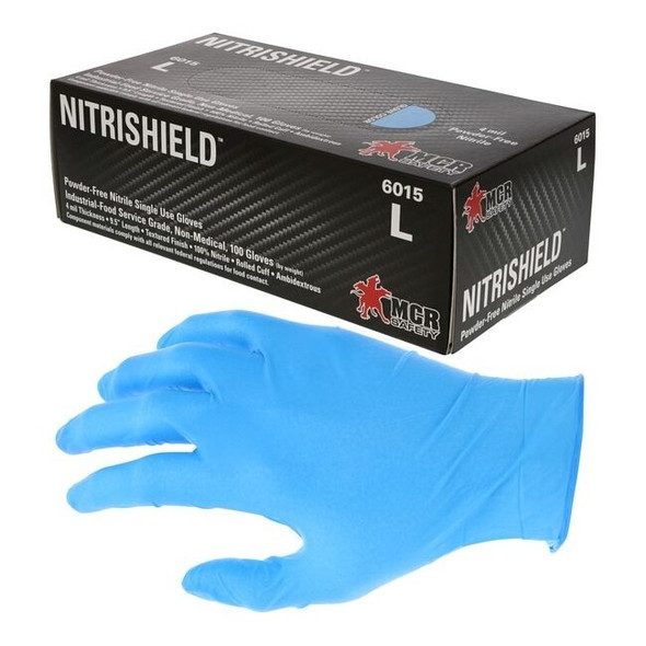 6015M MCR Safety NitriShield Disposable Gloves, Medium, Nitrile, 4.5 Mil THK