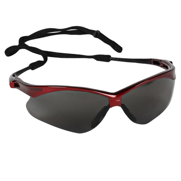 22611 KleenGuard Nemesis V30 Wraparound Safety Glasses, Inferno Red Frame, Smoke Hardcoated Lens
