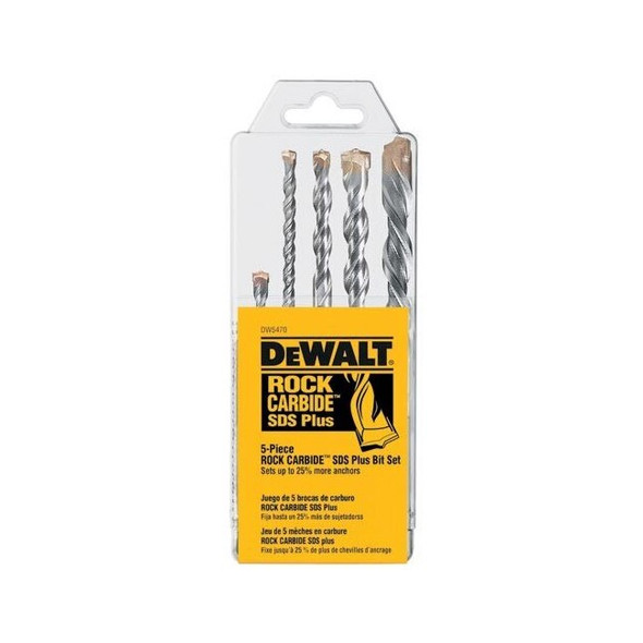 DW5470 DeWalt Carbide drilling,5-Pc Rock Carbide SDS+ Hammer Bit Set