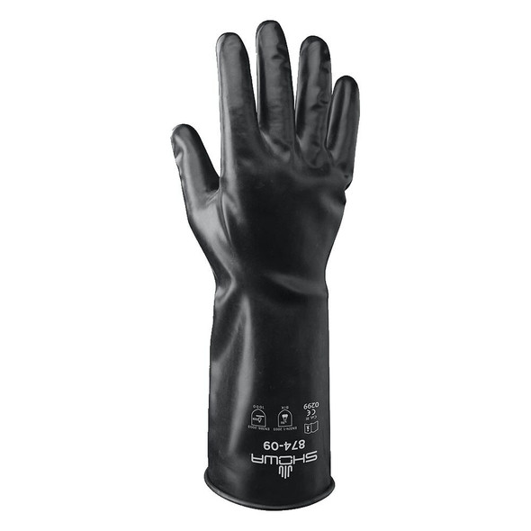 Chemical Resistance Glove, Size: X-Large; Color: Black; Thickness: 14 mil; Cuff Style: Rolled