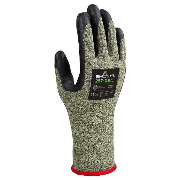 257L-08 Showa, Cut Resistant Glove, Large, A7 Cut, Nitrile, 11.5 L