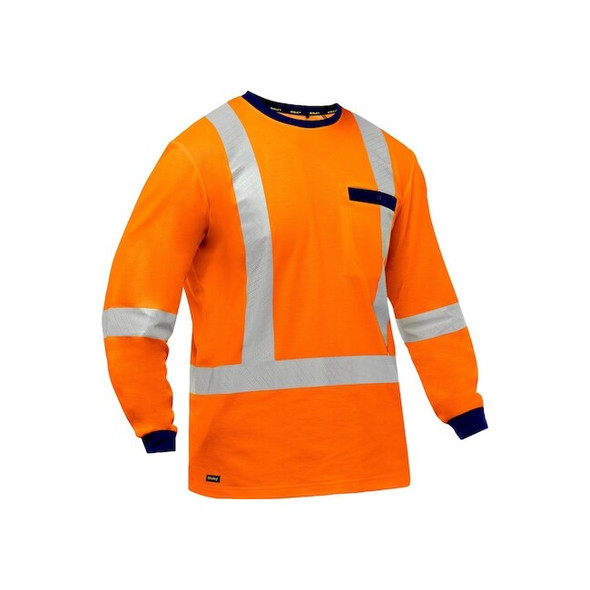 Pip Long Sleeve Shirt,V-Neck,Hi-Vis Orange 313M6118X