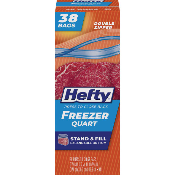 Hefty 1 Qt. Double Zipper Stand & Fill Freezer Storage Bag (38-Count) R88231
