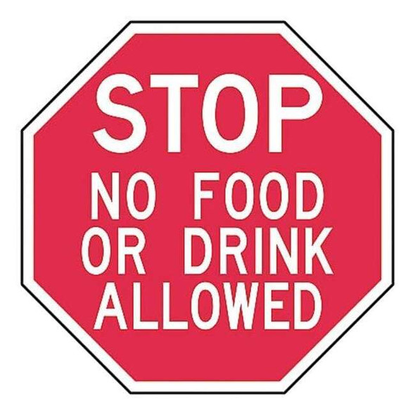 Stop, Stop No Food or Drink Allowed, 6 in x 6 in, Octagon, Aluminum, ST-022-6HA