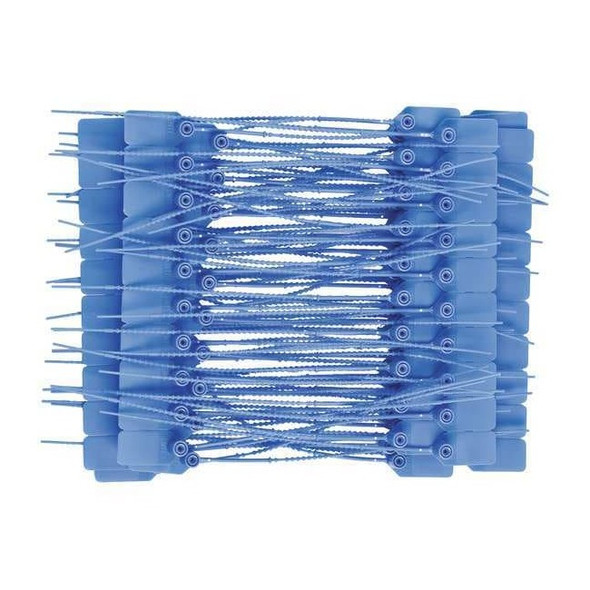 Brady Pull Tight Seal, Plastic, 9" W, Blue, 100 PK 95143