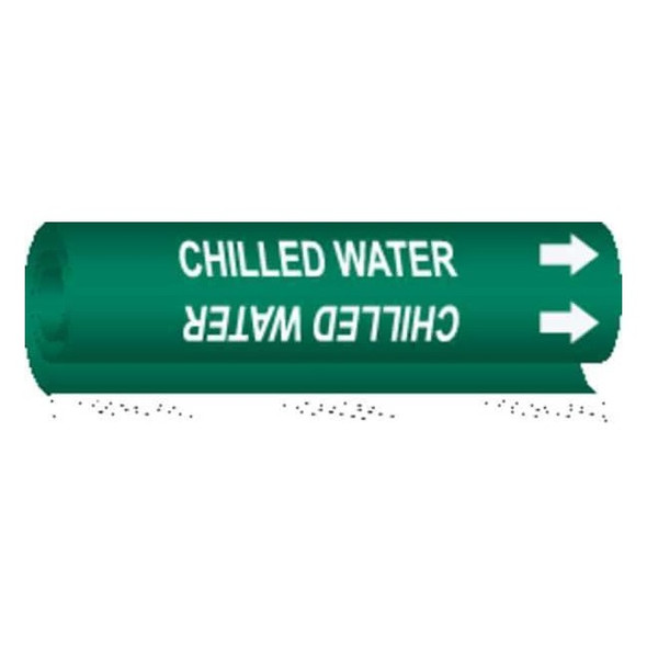 Brady Pipe Marker,Chilled Water,1/2to1-3/8 In 5646-O