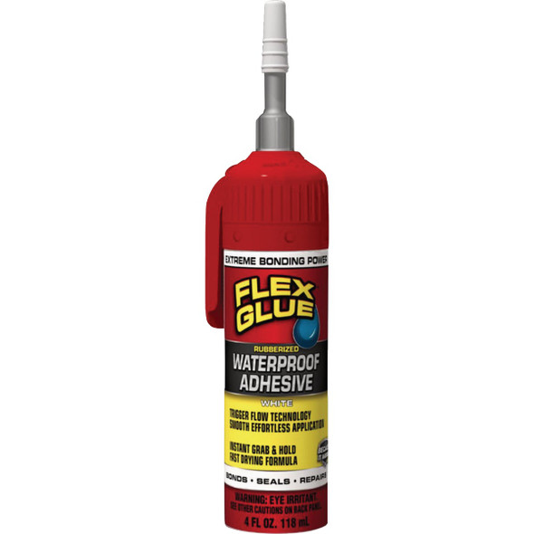 Flex Glue 4 Oz. White Trigger Flow Nozzle Multi-Purpose Adhesive GFSWHTR100