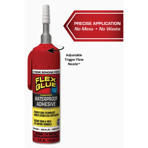 Flex Glue 4 Oz. White Trigger Flow Nozzle Multi-Purpose Adhesive GFSWHTR100 637642