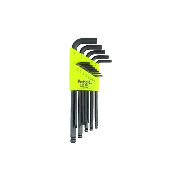 ProHold Balldriver L-Wrench Hex Key Sets, 13 per holder, Hex Ball Tip, Inch