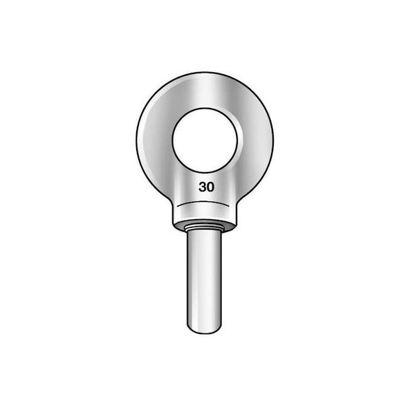 Eye Bolt With Shoulder, Unthreaded, 2-3/4 in Shank, 2 in ID, Steel, Plain