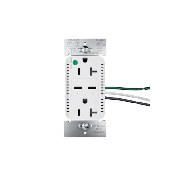 Legrand USB Receptacle, 20 A, White, Nylon TR20HUSBPD65W