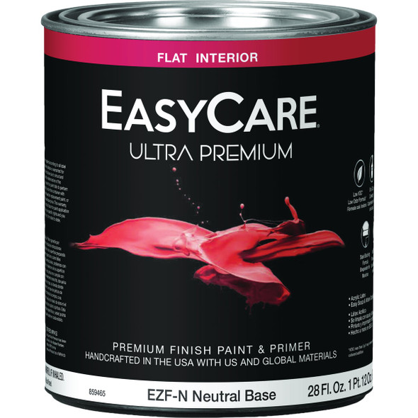 EasyCare Ultra Premium Flat Interior Paint, Neutral Base, 1 Qt. EZFN-QT
