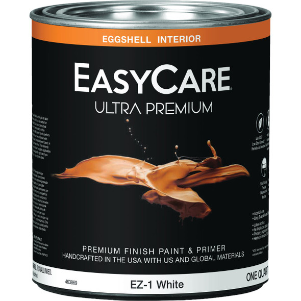 EasyCare Ultra Premium Eggshell Interior Paint, White, 1 Qt. EZ1-QT