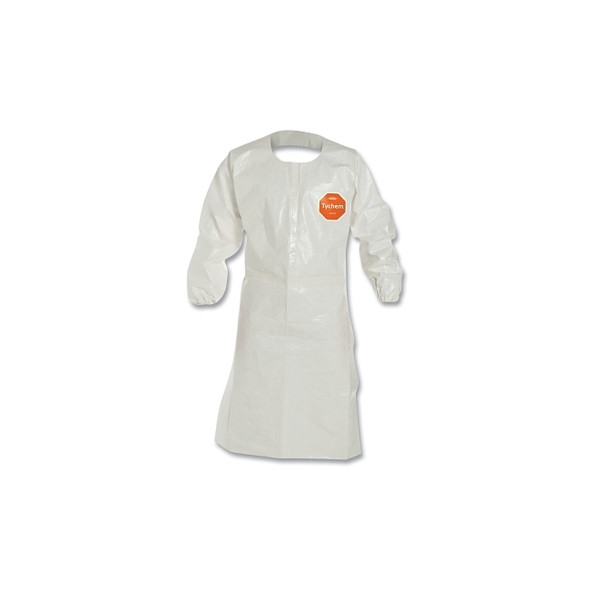 Tychem® 4000 Long Sleeved Apron with Elastic Wrists, 29 in W x 46-1/2 in L, Tyvek®/Saranex™ 23-P, White, 3X-Large