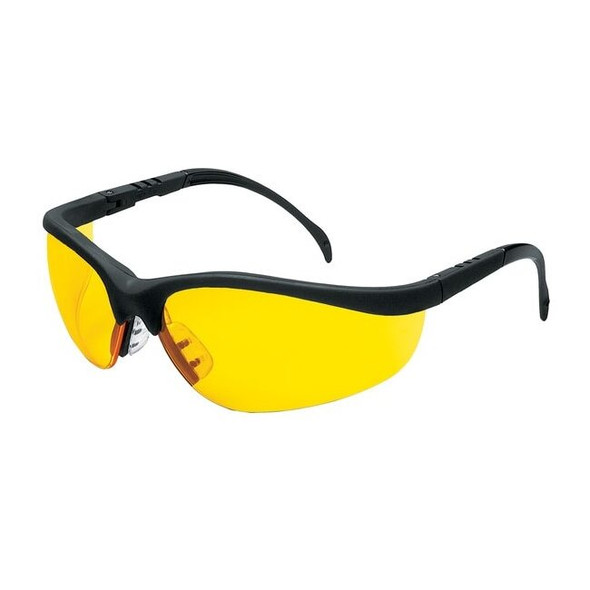 KD114 MCR Safety Klondike KD1 Series Safety Glasses, Amber Lens, Black Frame