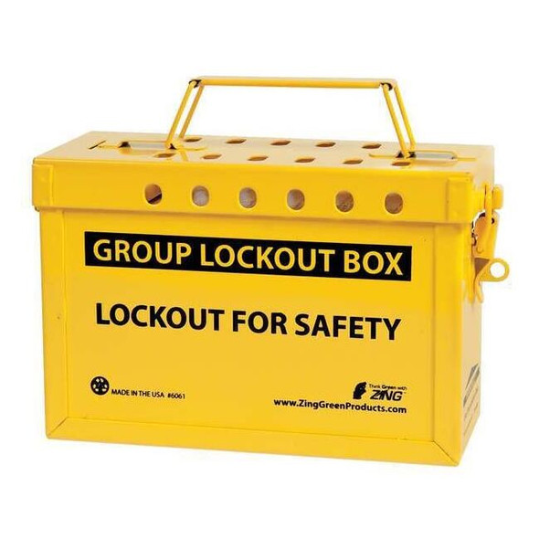 Zing Group Lockout Box,13 Locks Max,Yellow 6061