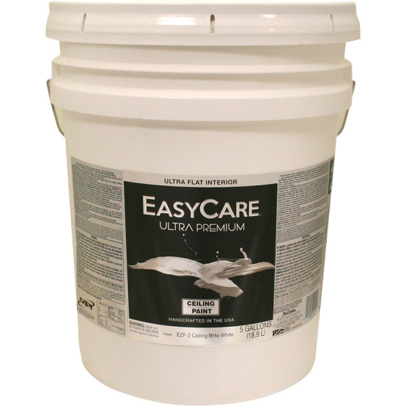 EasyCare Ultra Premium Flat Ceiling Interior Wall Paint, Bright White, 5 Gal.