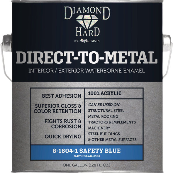Majic Diamond Hard Direct-To-Metal Acrylic Paint, Safety Blue, 1 Gal. 8-1604-1
