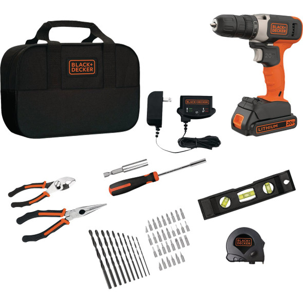 Black & Decker 20V MAX POWERCONNECT Cordless Drill Home Project Kit (49-Piece)