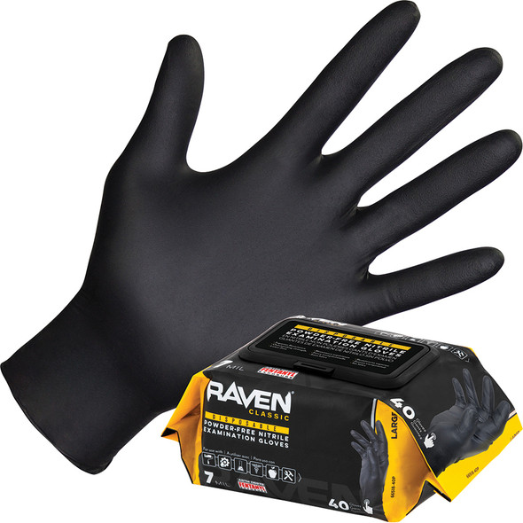 Raven Classic Powder-Free Exam Grade Nitrile Gloves - Pull Pack- Lrg 66518-40P
