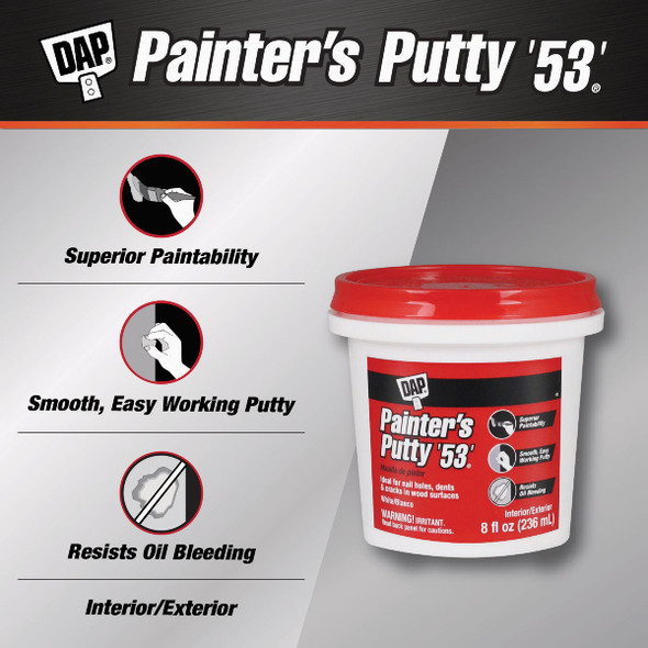 DAP Professional Painters Putty 53 8 Oz. White Patching Compound 7079812240 781259