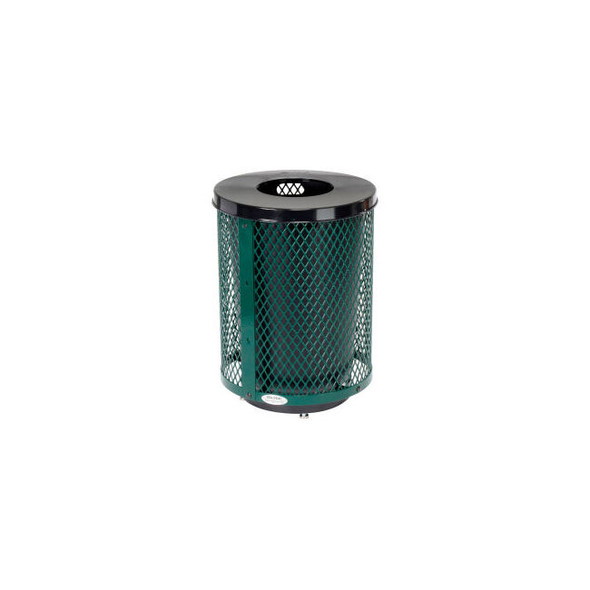 Global Industrial Outdoor Diamond Steel Trash Can With Flat Lid & Base 36 Gallon