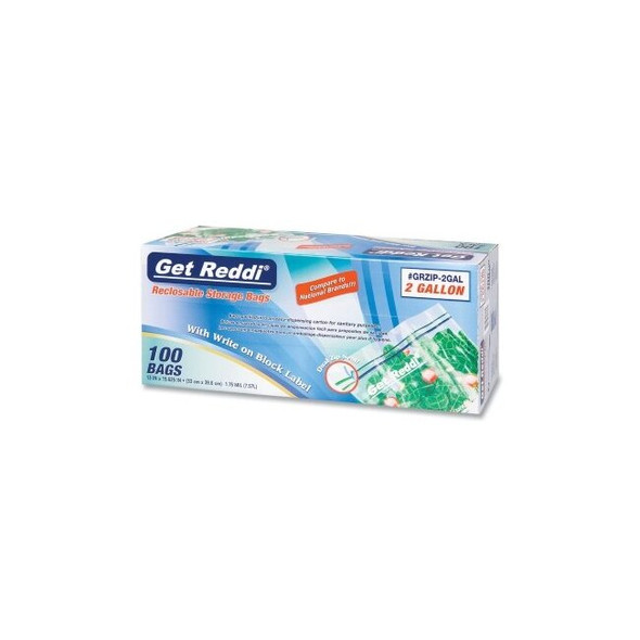 Double Zipper Reclosable Bags, 13 in x 15.6 in, 1.75 mil, 2 Gallon