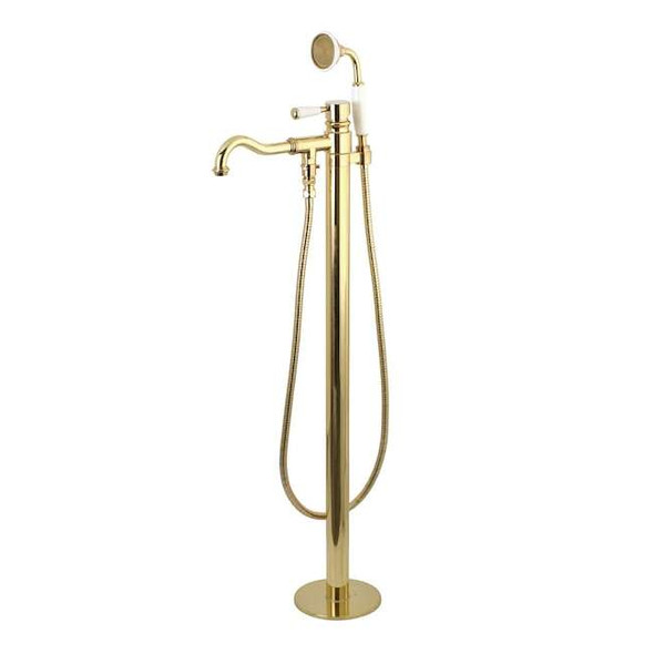 Kingston Brass Freestanding Tub Faucet, Polished Brass, Freestanding KS7132DPL
