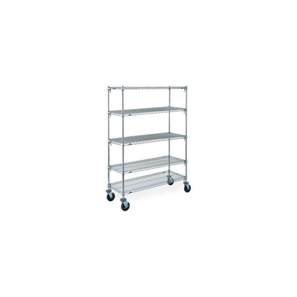 Metro 5 Shelf Truck Super Adjustable Chrome 36""W x 24""D x 69""H"" Poly Casters