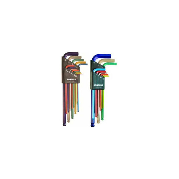 Bondhus 69600 ColorGuard 22 Pc. Ball End L-Wrench Hex Key Combo Set .050-3/8"" &
