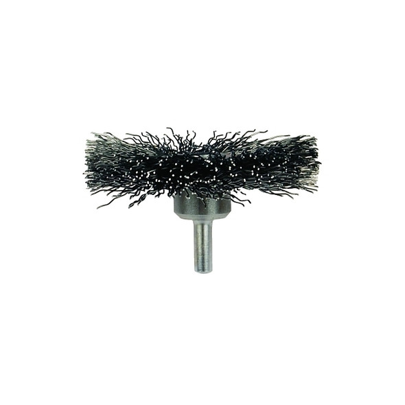 Mounted Crimped Wheel Brushes, Carbon Steel, 20,000 rpm, 3" x 0.014"