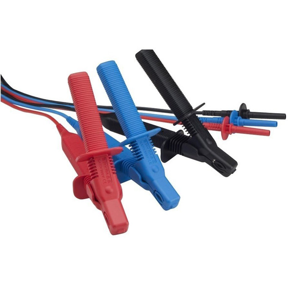 Megger Test LeadClip,9.8ft TestLead L,Blk/Bl/Rd 1008-022