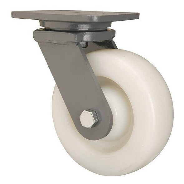 Hamilton Plate Caster,Swivel,Nylon,6 in.,1000 lb,Wht S-WH-6WNB