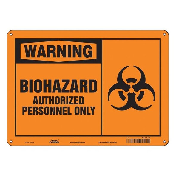 Biohazard Sign, 10 in H, 14 in W, Horizontal Rectangle, English, 447X43