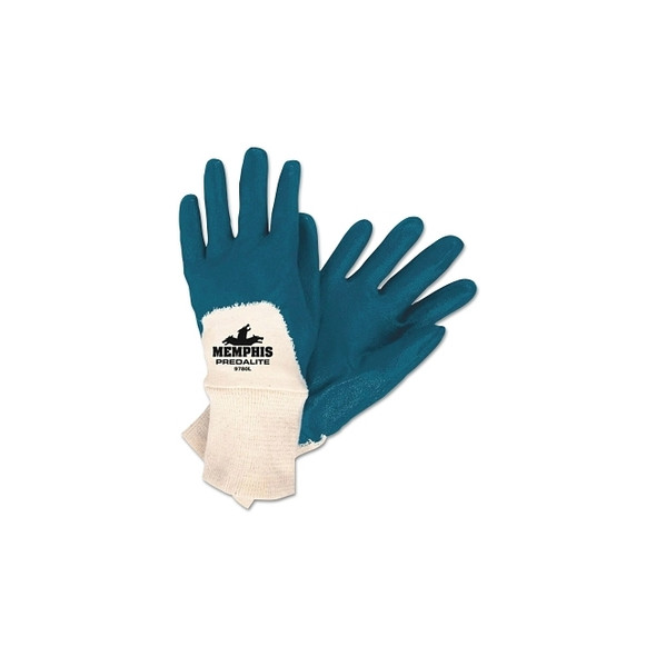 9780 Predalite® Light Nitrile Coated Palm Gloves, Medium, Blue/White
