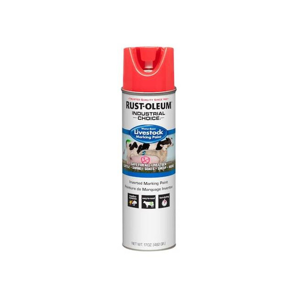 Rust-Oleum Livestock Marking Paint, Fluorescent Red, Water, 17 Oz 383005