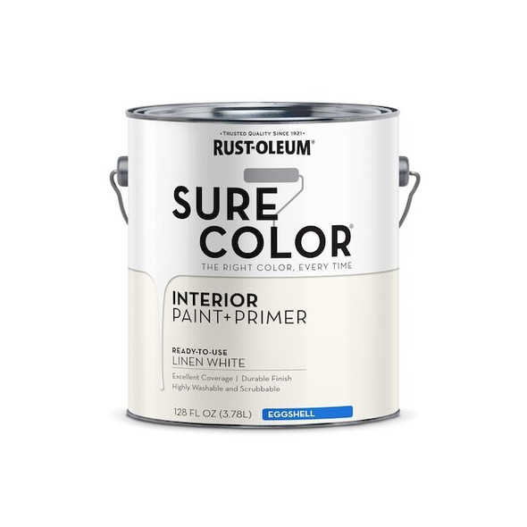 Rust-Oleum Interior Paint/Primer, Eggshell, Water Base, Linen, 1 gal 380220